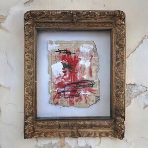 Original Mixed Media Abstract Art "Immigration 2024" On 1800s Atlas Page